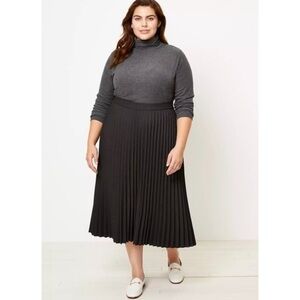 NWT Loft Black Pleated Plus Size Midi Skirt - Size XXL